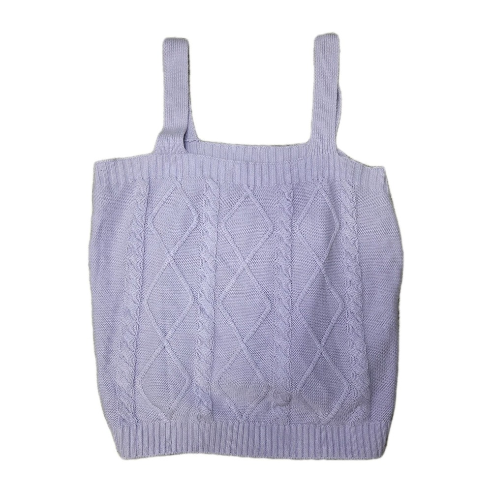 LASCANA Womens Lavender Cable Knit Sweater Tank Top Size‎ 16/18 Preppy Cottage